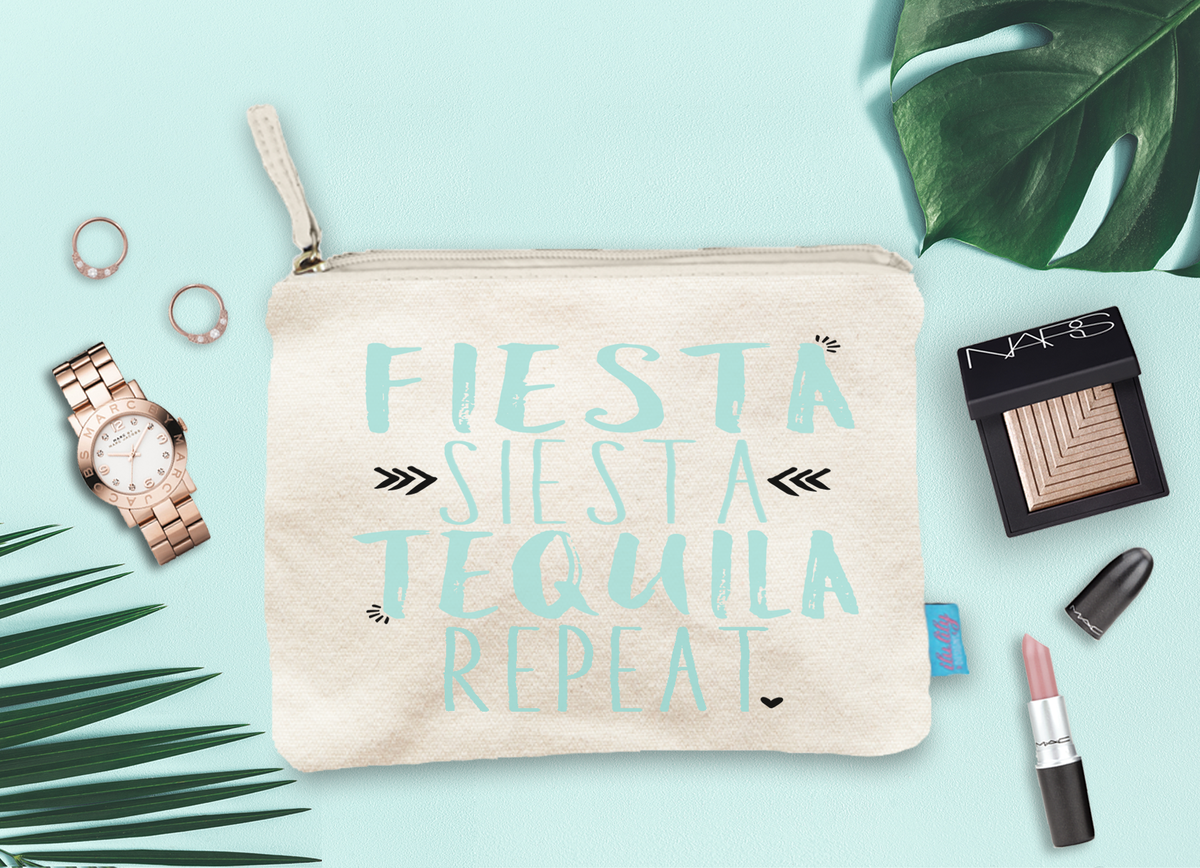 Bachelorette Party Makeup Bag | Fiesta Siesta Tequila Repeat