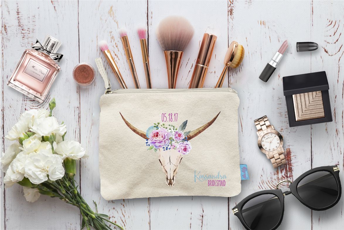 Bridal Party Cosmetic Bag | Floral Deer