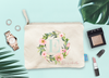 Bridal Party Cosmetic Bag | Floral Wreath Initial