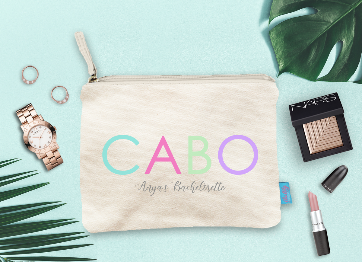 Bachelorette Party Comestic Bag | Personalized Makeup Bag | Cabo