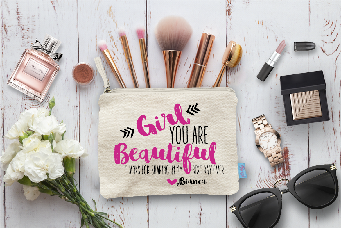 Bridal Party Personalized Cosmetic Bag | Girl You Are Beautiful