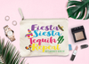 Bachelorette Party Makeup Cosmetic Bag | Bachelorette Party Favors | Fiesta Siesta Tequila Repeat