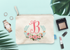 Bridal Party Cosmetic Bag | Laurel Wreath Floral Initial