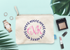 Bridal Party Cosmetic Bag | Personalized Makeup Bag for Bridesmaids | Monogram Wreath