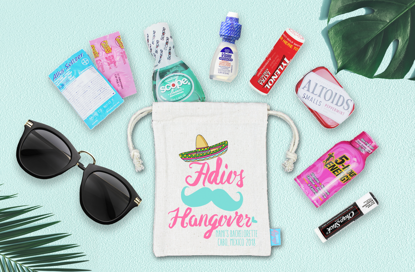 Bachelorette Party Hangover Kit Favor Bag | Mexico Bachelorette | Adios Hangover