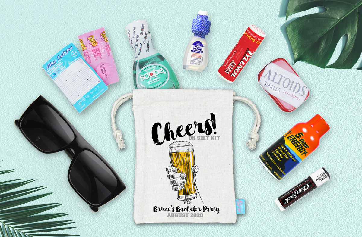 Bachelor Party Hangover Recovery Kit - Bachelor Groomsmen Favor -  Cheers Brews Recovery Kit