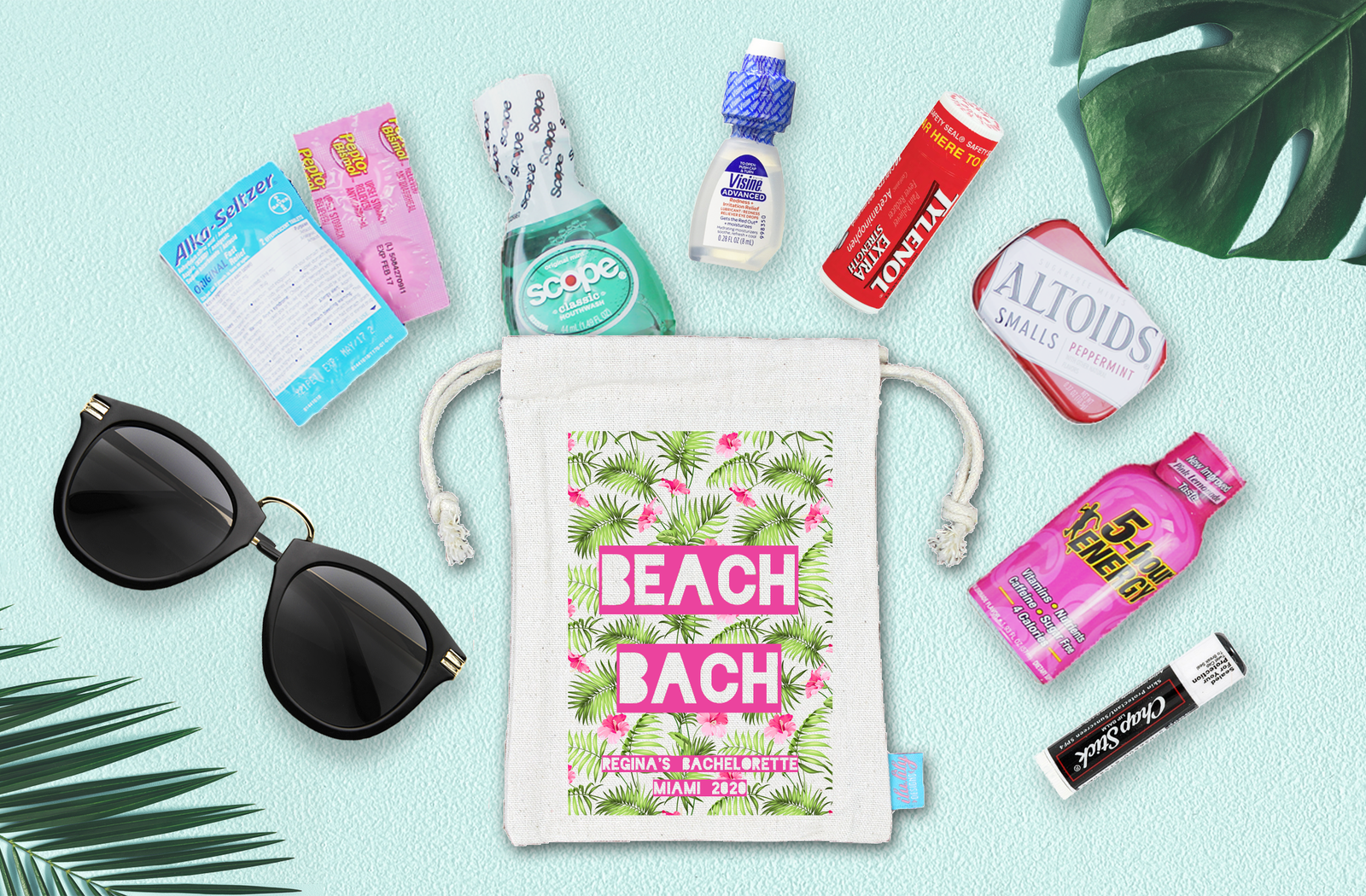 Bachelorette Party Hangover Kit | Beach Bachelorette Favor Bag | Beach Bach Floral