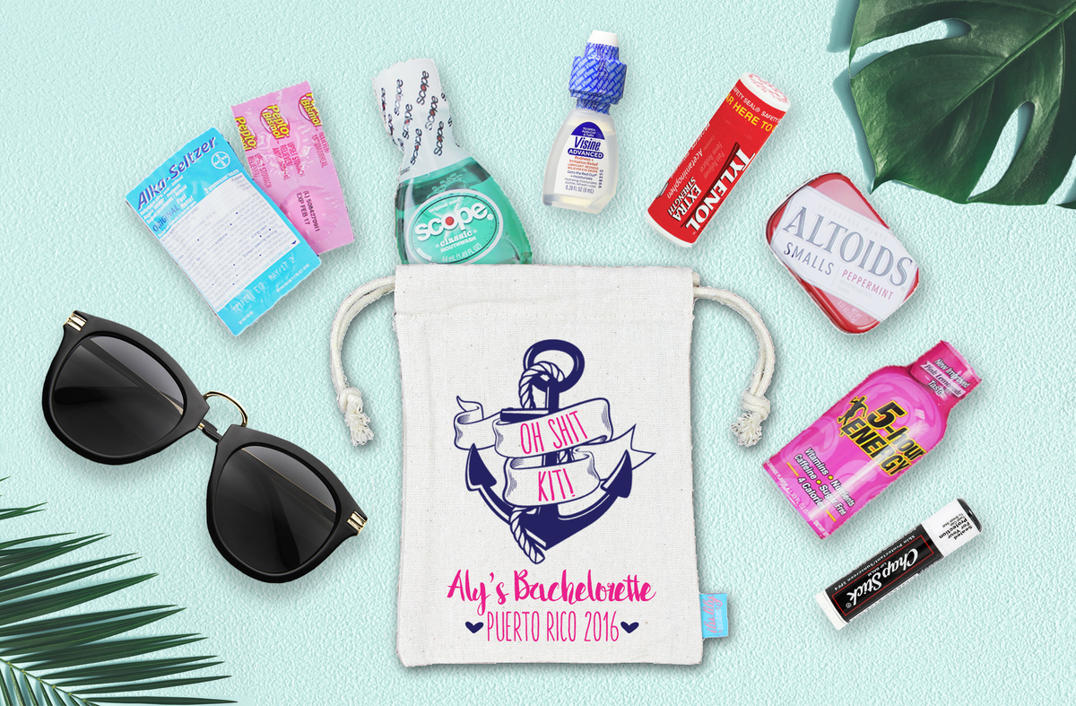 Bachelorette Hangover Favor Bag | Nautical Bachelorette | Anchor Oh Shit Kit