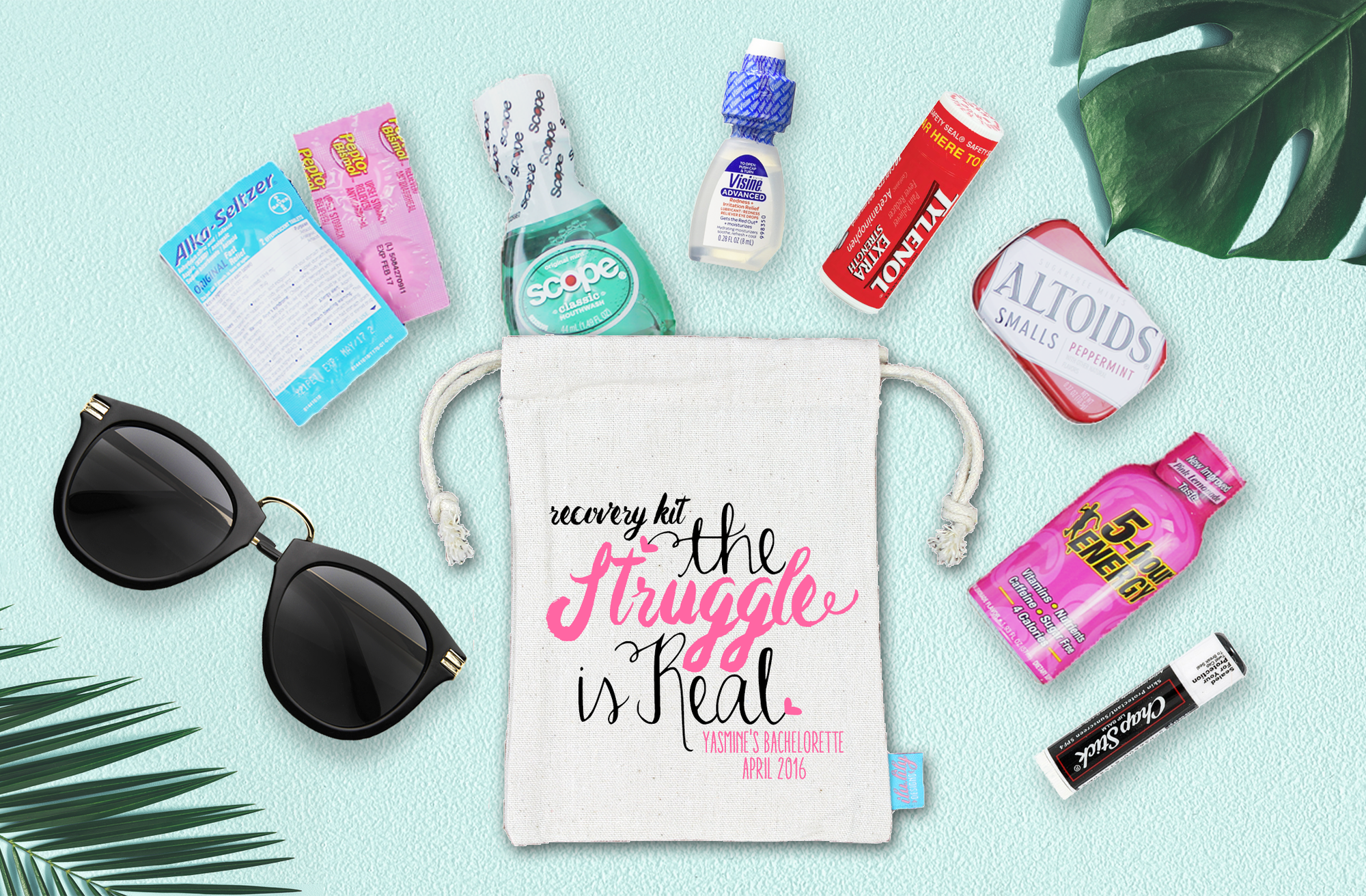 Bachelorette Party Hangover Favor Bag | The Struggle Is Real