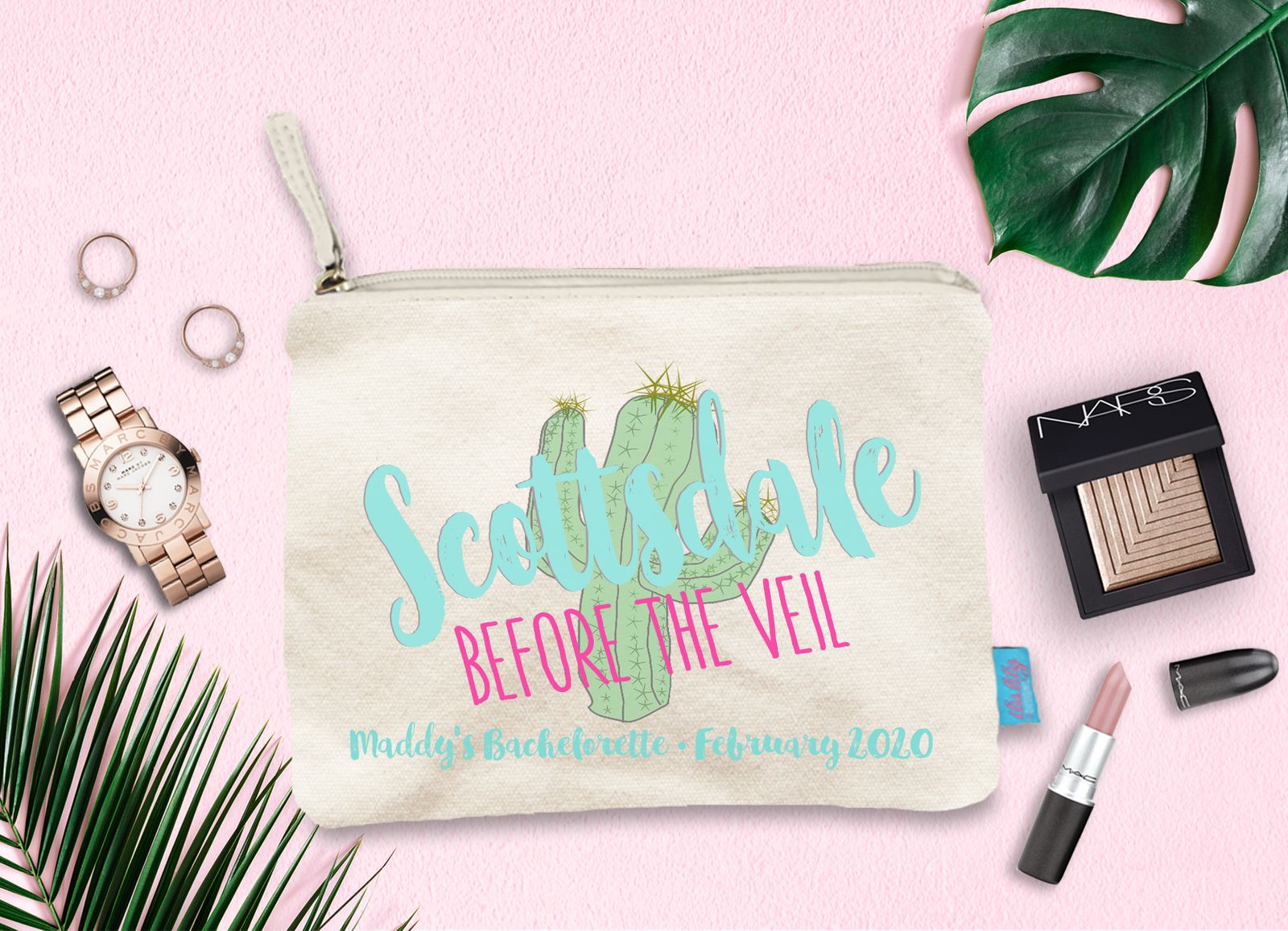 Bachelorette Party Makeup Bag Favor | Scottsdale, AZ Cosmetic Bag | Scottsdale Before the Veil