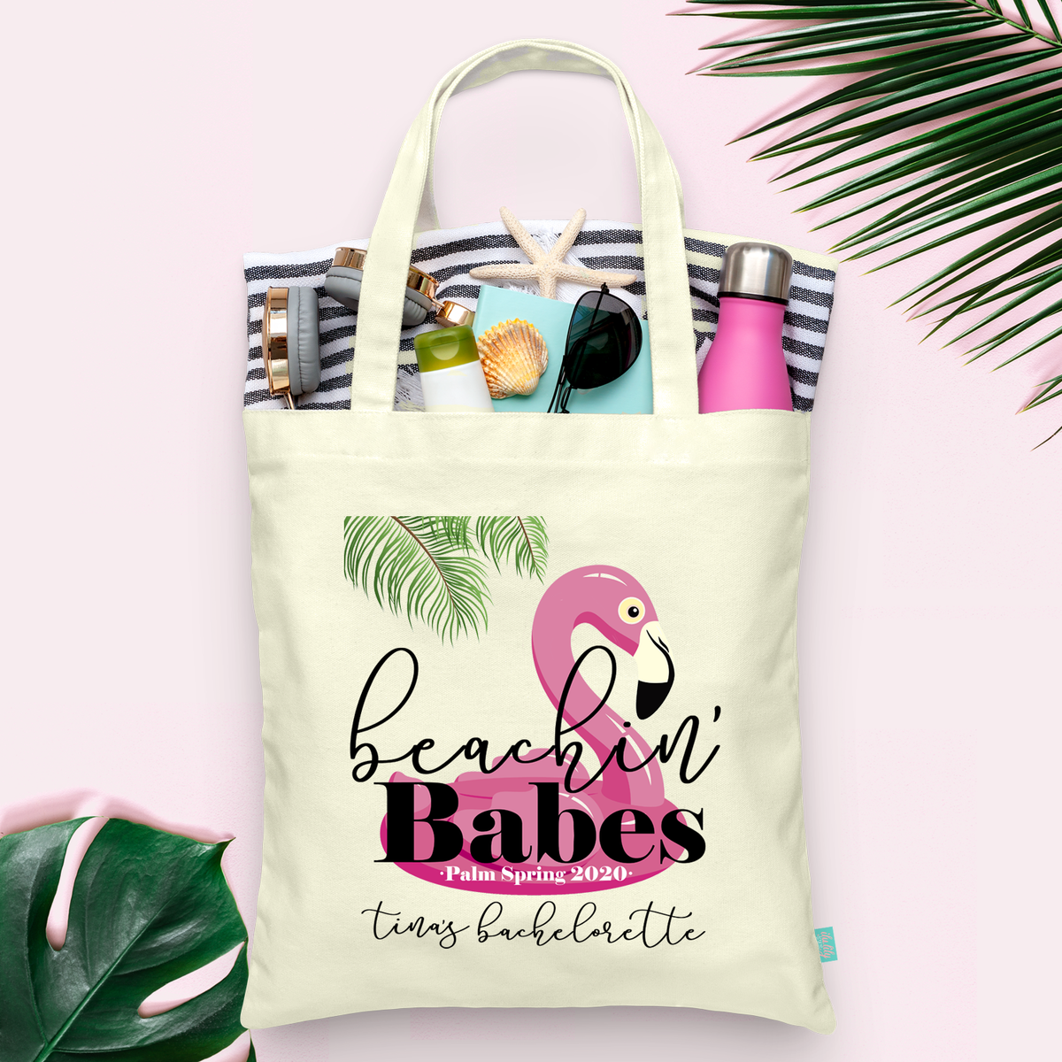 Bachelorette Party Tote Bag | Flamingo Bachelorette | Beachin&#39; Babes