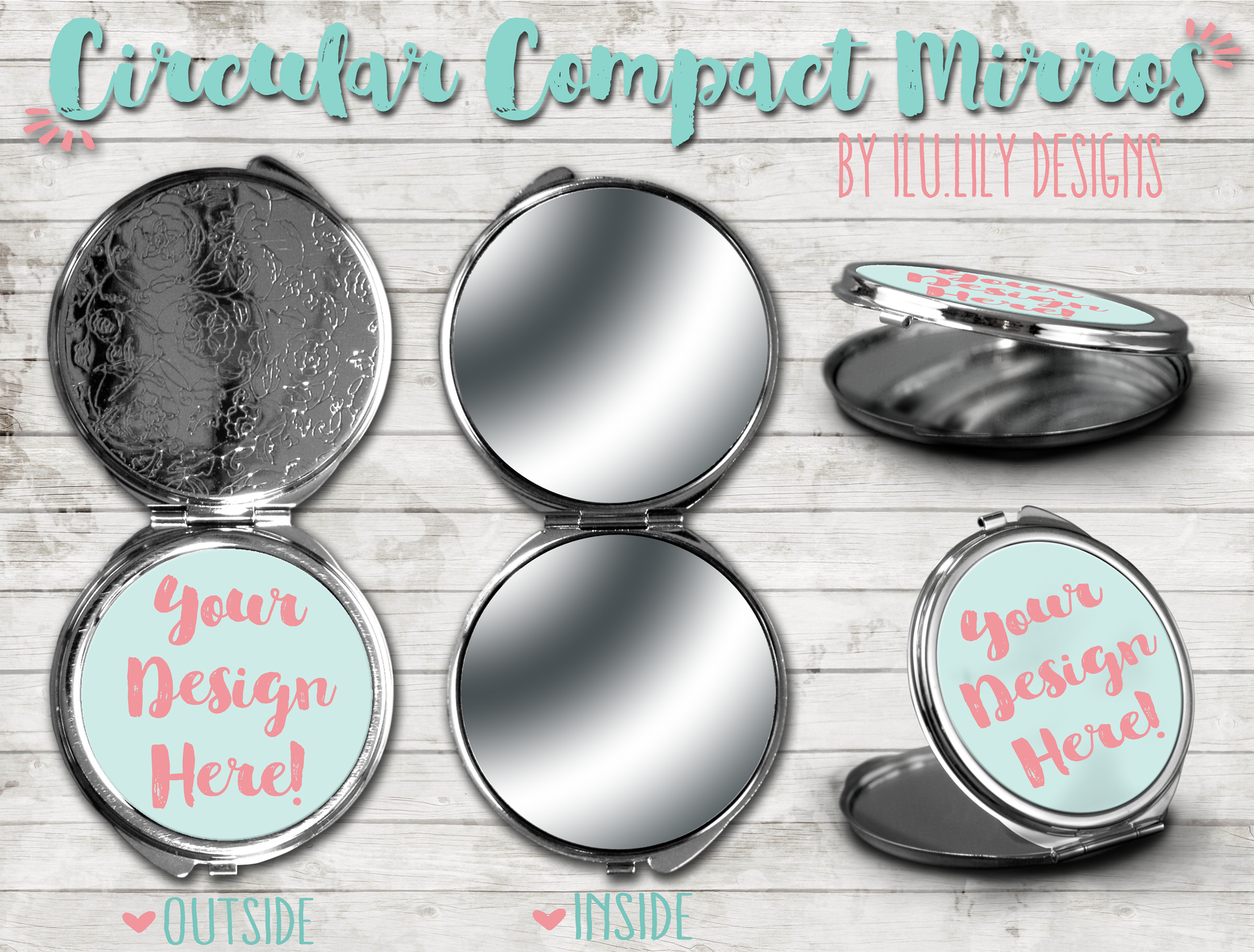 Bridal Party Compact Mirror | Personalized Mirror Favors | Palm Leaves Initial