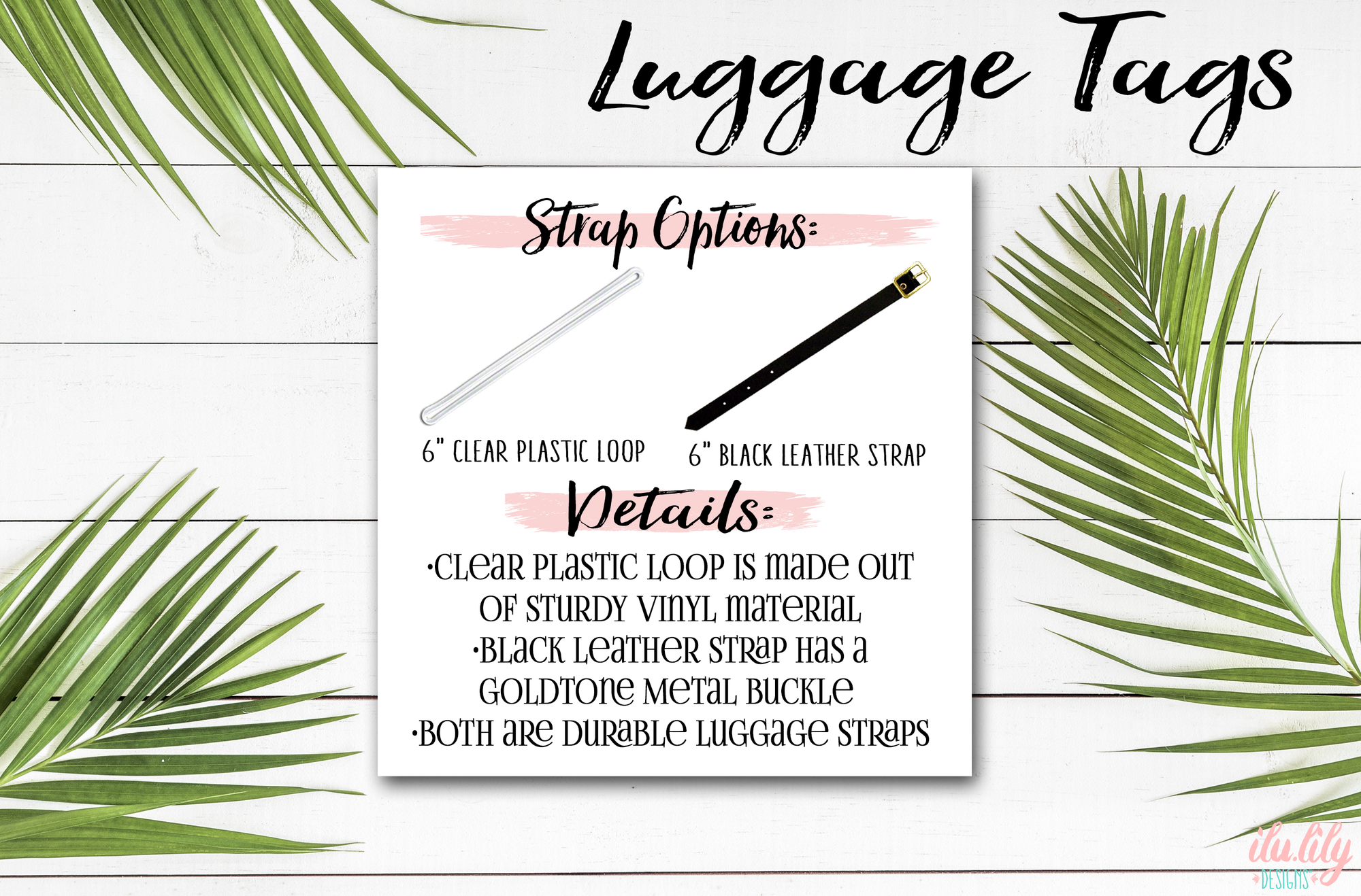 Wedding Luggage Tag Favor | Personalized Luggage Tags | Palm Leaves