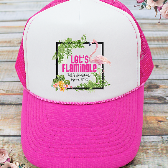 Bachelorette Party Trucker Hats | Flamingo Theme Bachelorette | Let's Flamingle Personalized