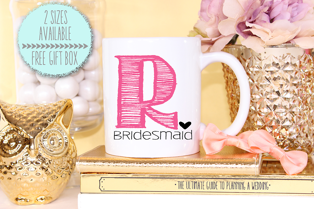 Bridal Party Mug Favor | Pink Initial