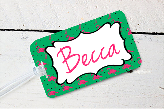 Flamingo Personalized Luggage Tag for Bachelorette Parties by Ilu.Lily