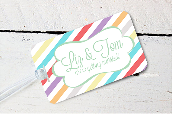 Destination Wedding Luggage Tag Favor | Bright Stripe