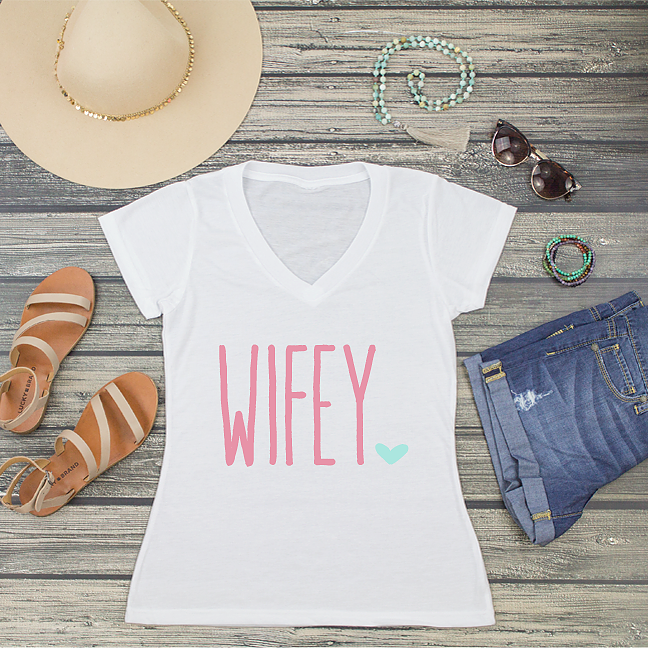 Bridal Party V-Neck T-Shirt | Wifey Heart