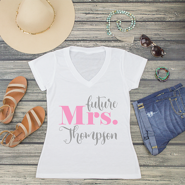 Bride Personalized V-Neck T-Shirt | Future Mrs.