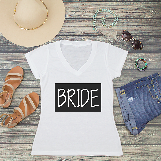 Bride V-Neck T-Shirt | Matching Bridal Party Shirts | Bride Block