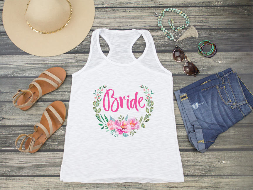 Bride Racerback Tank Top | Matching Bridal Party Shirts | Laurel Wreath Bride