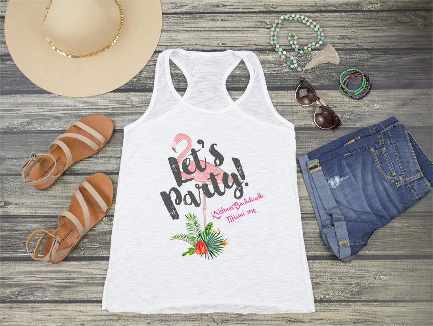 Bachelorette Party Racerback Tank Top | Flamingo Bachelorette | Flamingo Palm Let&#39;s Party