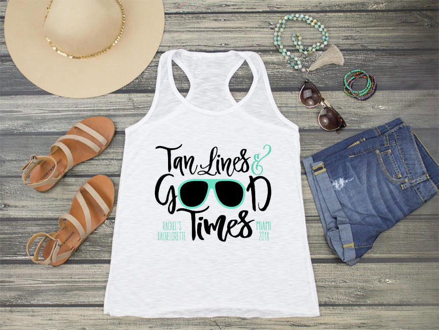 Bachelorette Party Racerback Tank Top | Personalized Bachelorette Tank Tops | Tan Lines & Good Times