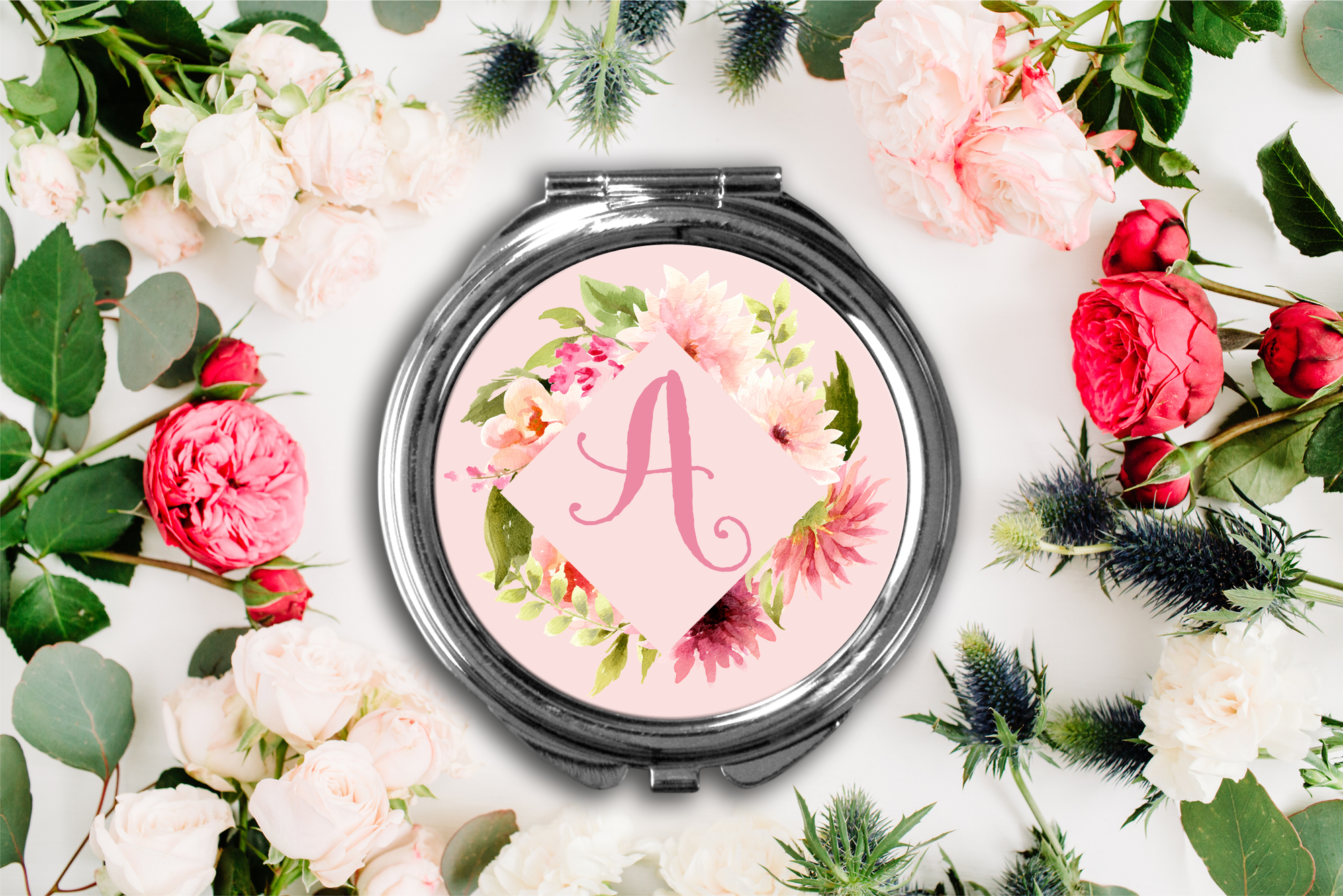 Bridal Party Compact Mirror Favor | Fancy Floral Frame