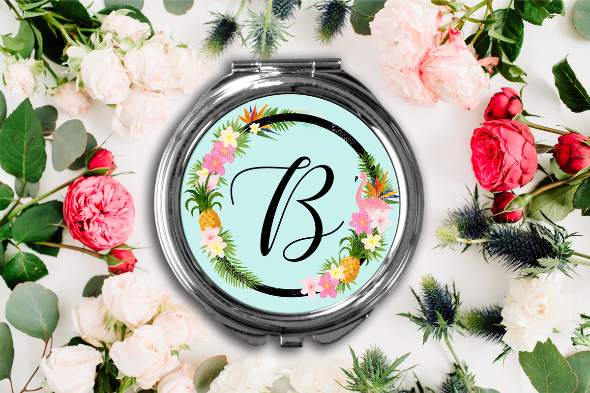 Bridal Party Compact Mirror | Tropical Pineapple Initial