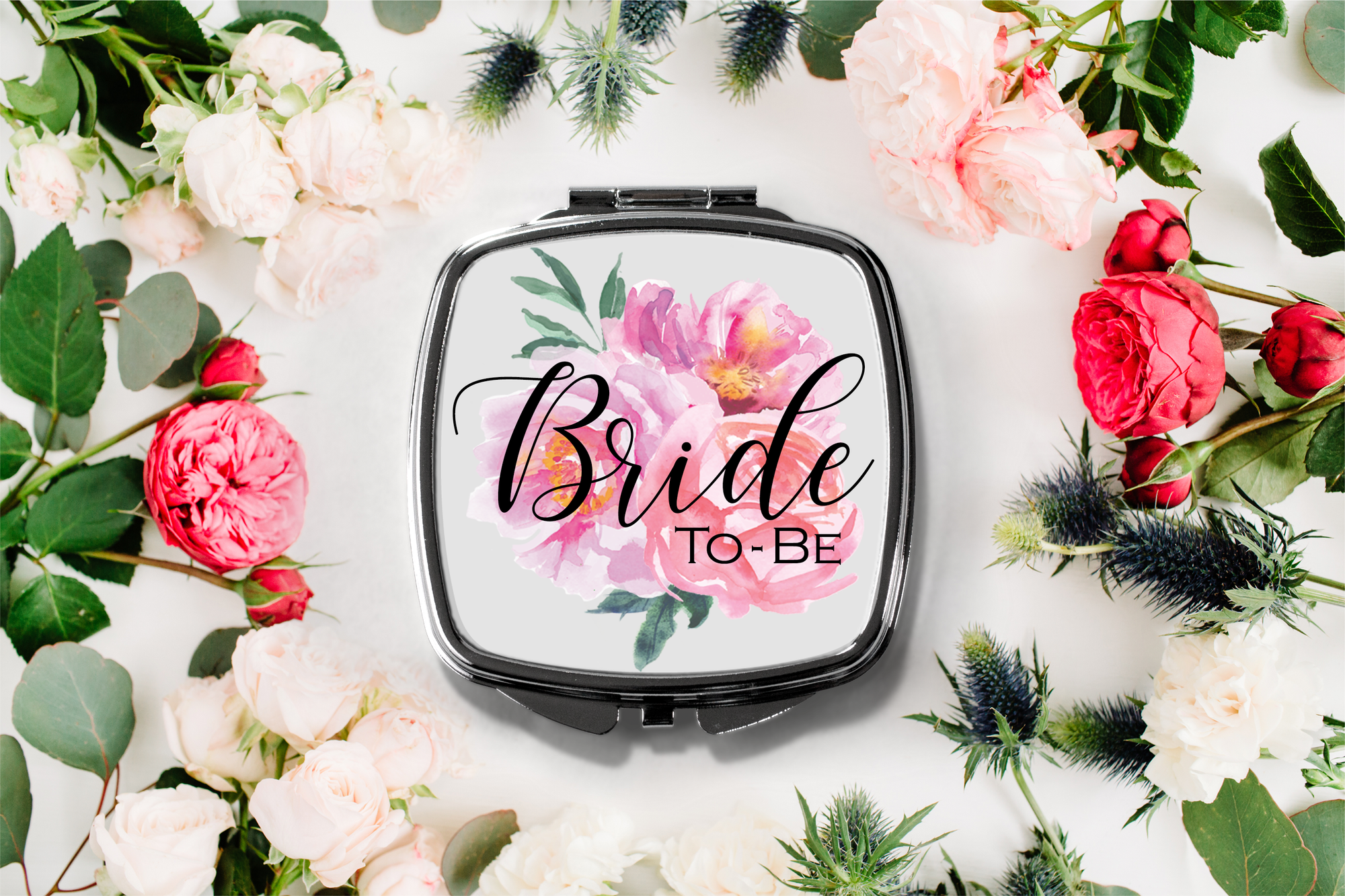Bridal Party Compact Mirror Favor | Gift for Future Bride | Bride to Be Floral