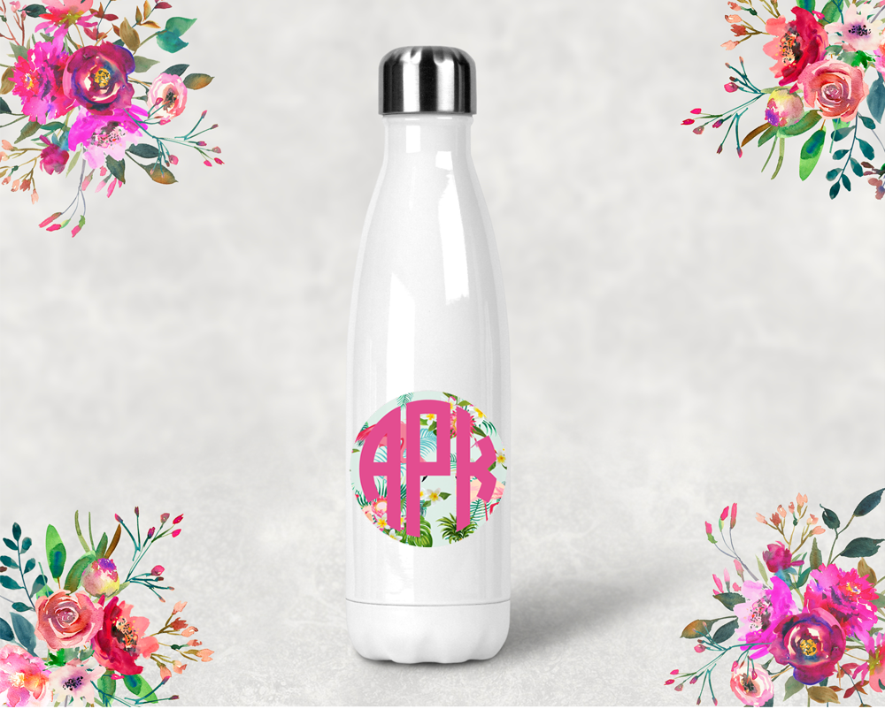 Bridal Party Monogrammed Water Bottle | Swell Style Water Bottle | Pink Floral