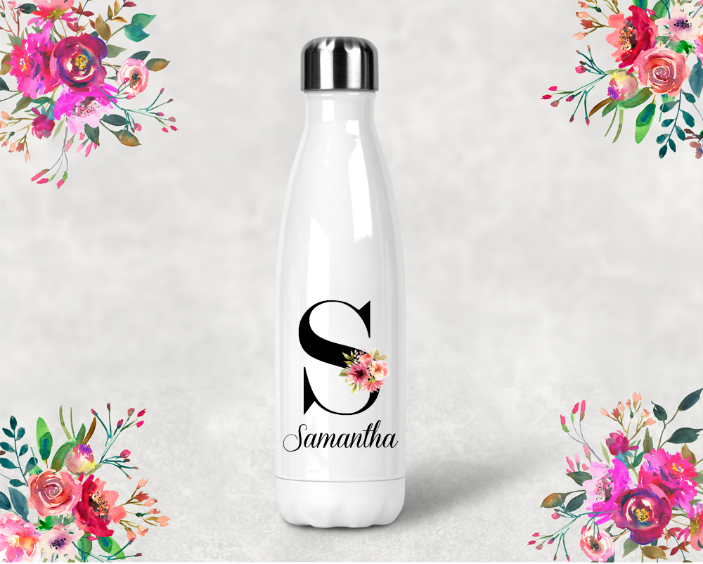 Bridal Party Water Bottle Favor | Swell Style Water Bottle | Personalized Floral Initial