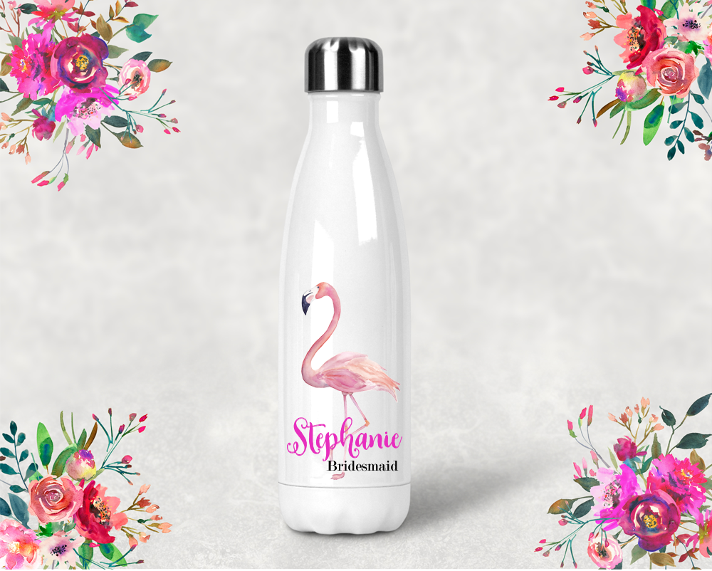 Bridesmaid Personalized Water Bottle | Swell Style Water Bottle | Flamingo Personalized