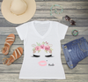 Bride V-Neck T-Shirt | Floral Lashes