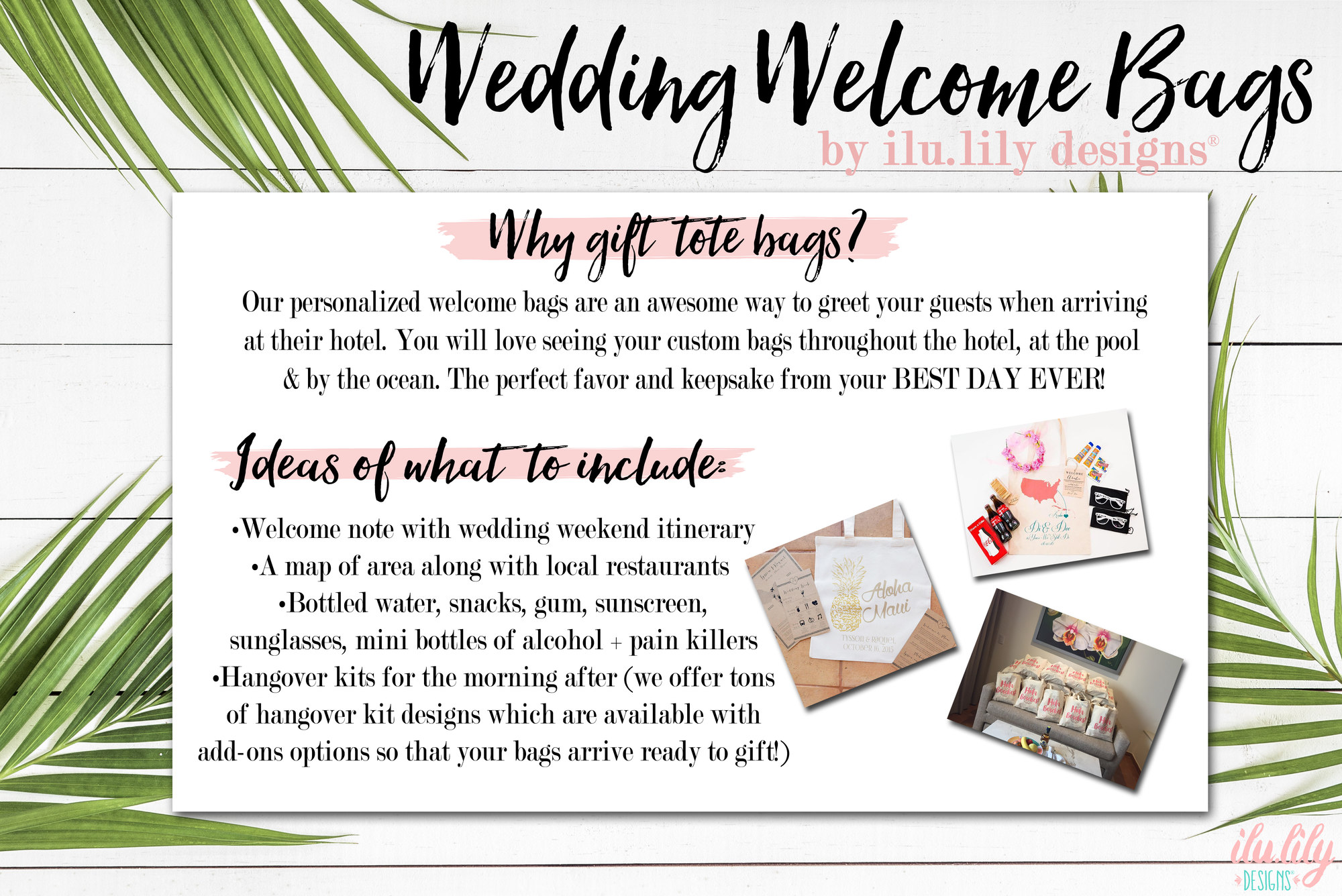 Personalized Wedding Welcome Letter & Itinerary - Blue Palms