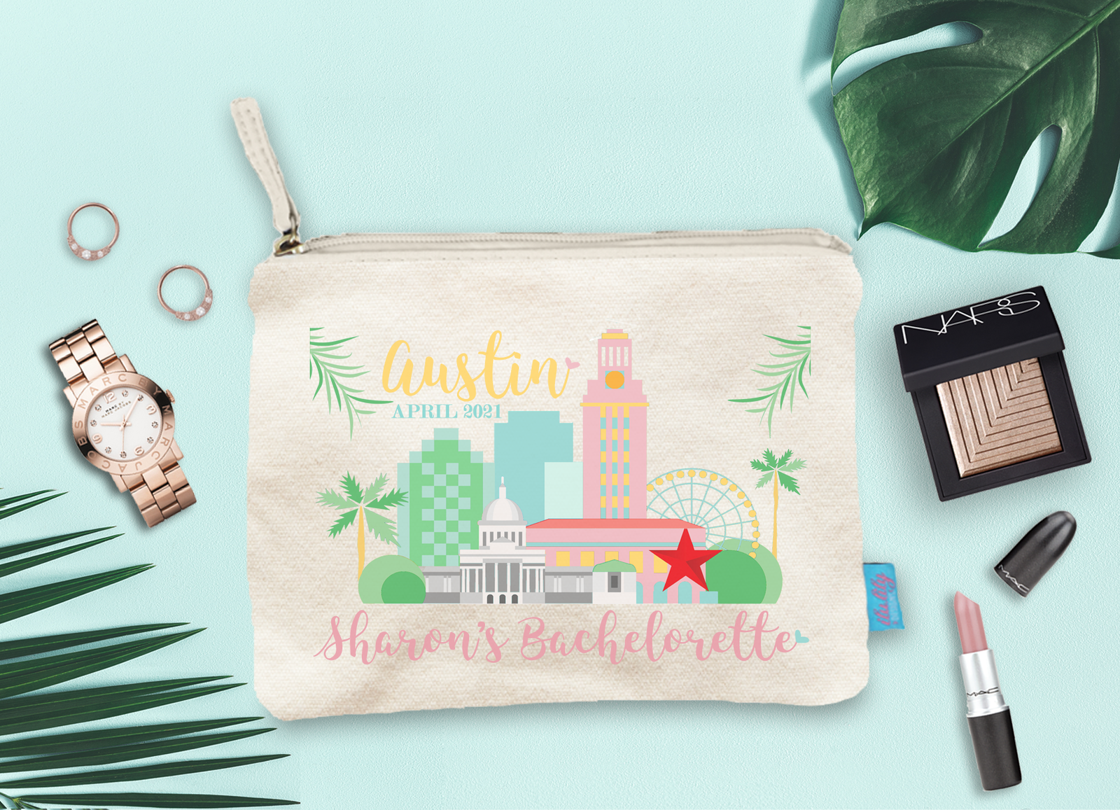 Bachelorette Party Makeup Bag | Bachelorette Cosmetic Bag Favor | Austin, TX