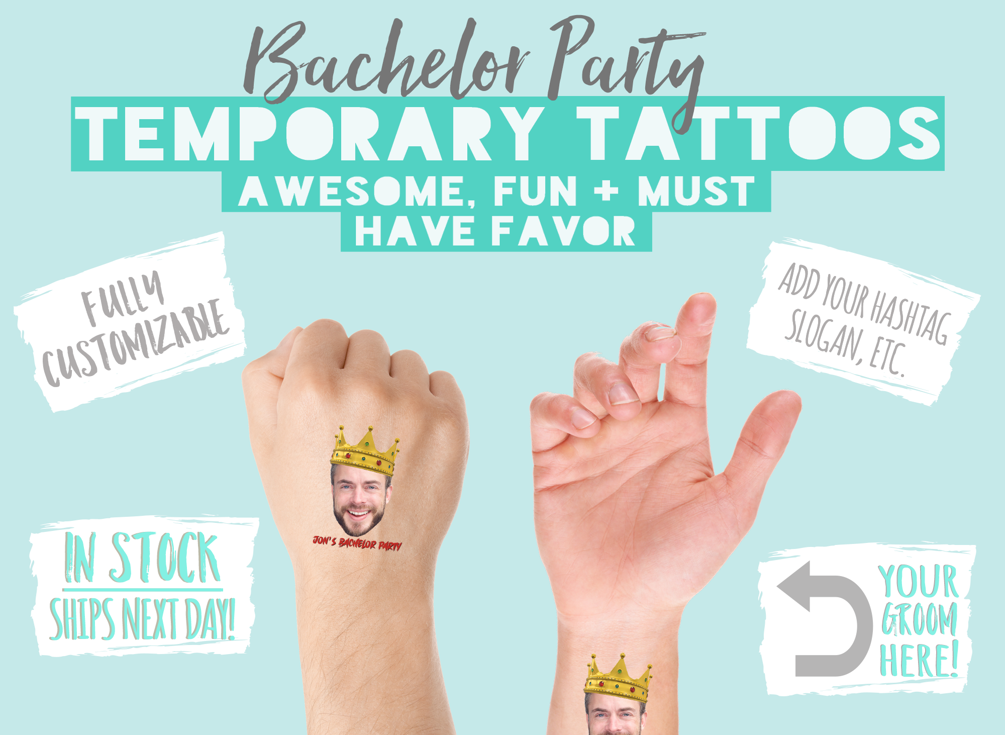 Amazon.com : Custom Temporary Tattoos Personalized Face Tattoos with Photo  Name Logo Text Customized Fake Tattoo Sticker for Women Men Birthday  Wedding Bachelorette Party Decor : Beauty & Personal Care