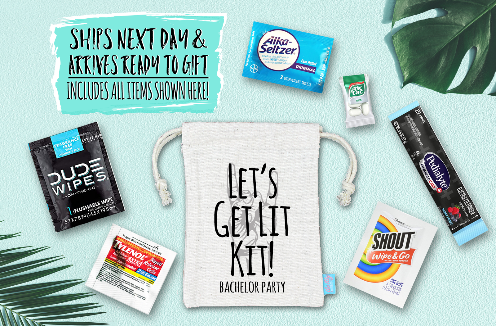 Bachelor Party Hangover Survival Kit with Supplies | Lets Get Lit