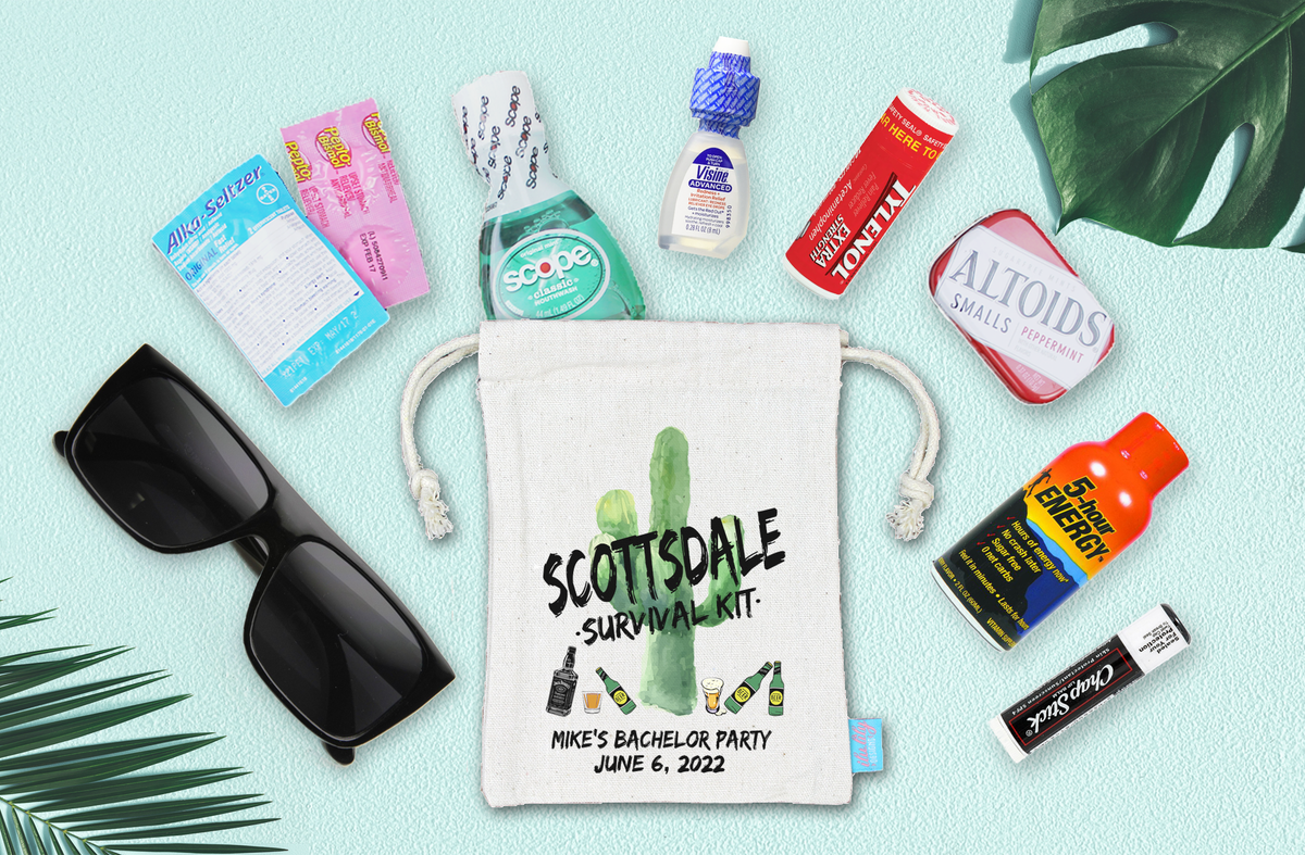 Bachelor Party Hangover Kit Favor Bags | Scottsdale Bachelor Party Favor | Scottsdale, Arizona