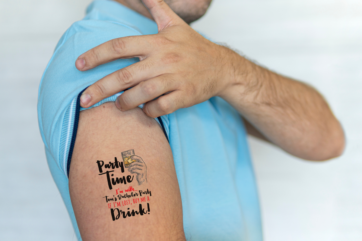 Custom Temporary Tattoo Bachelor Party Favors | Party Time