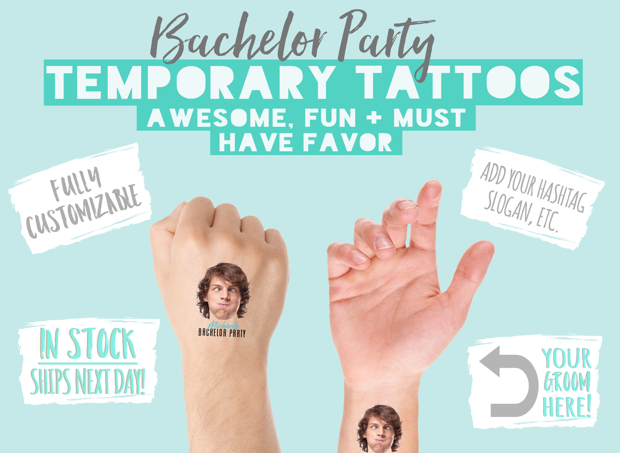 Custom Temporary Tattoo Bachelor Party Favors | Bachelor Party