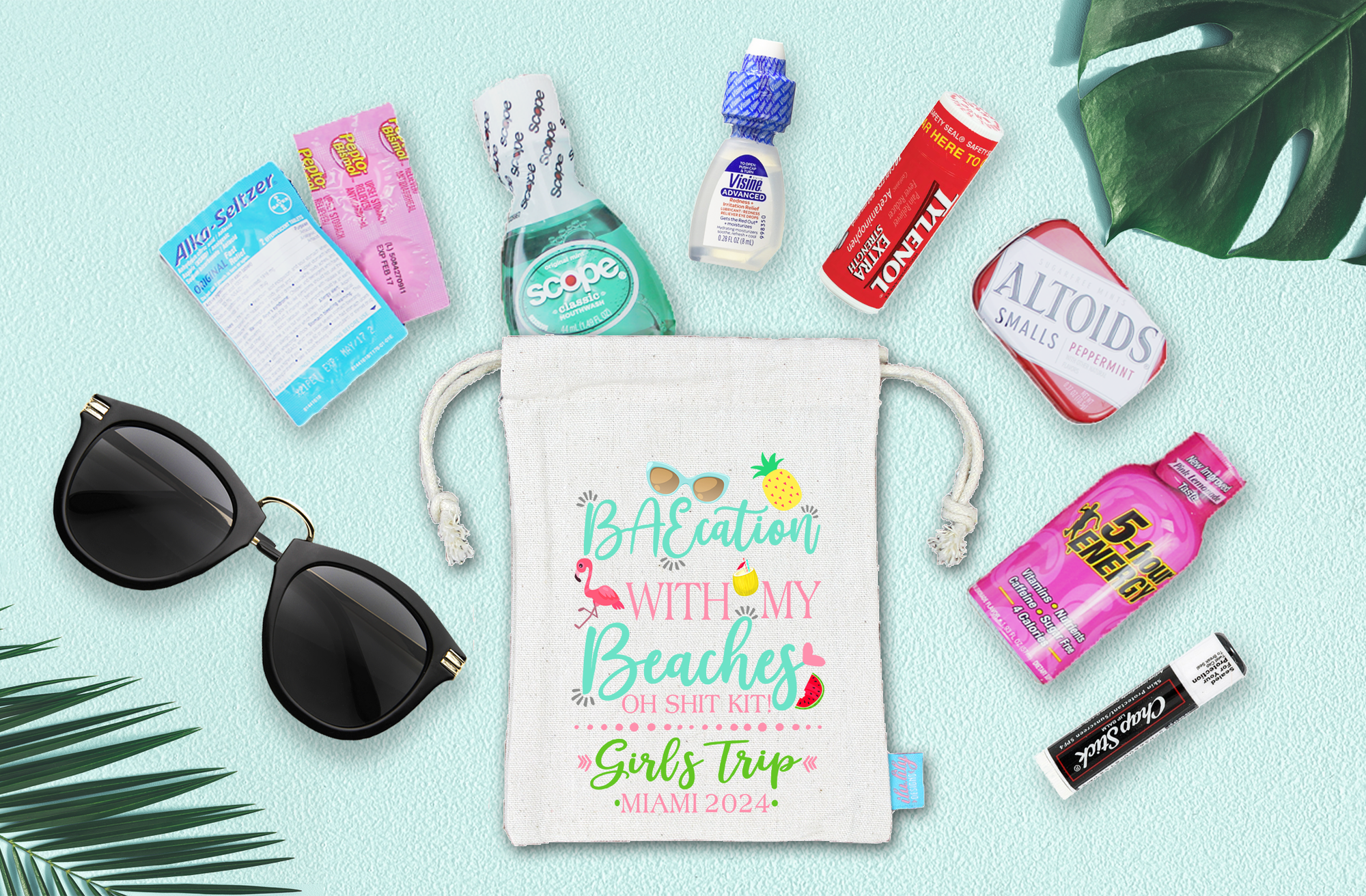 Bachelorette Party Hangover Kit | Girls Trip Beach Favor Bag | Baecation Besties Trip