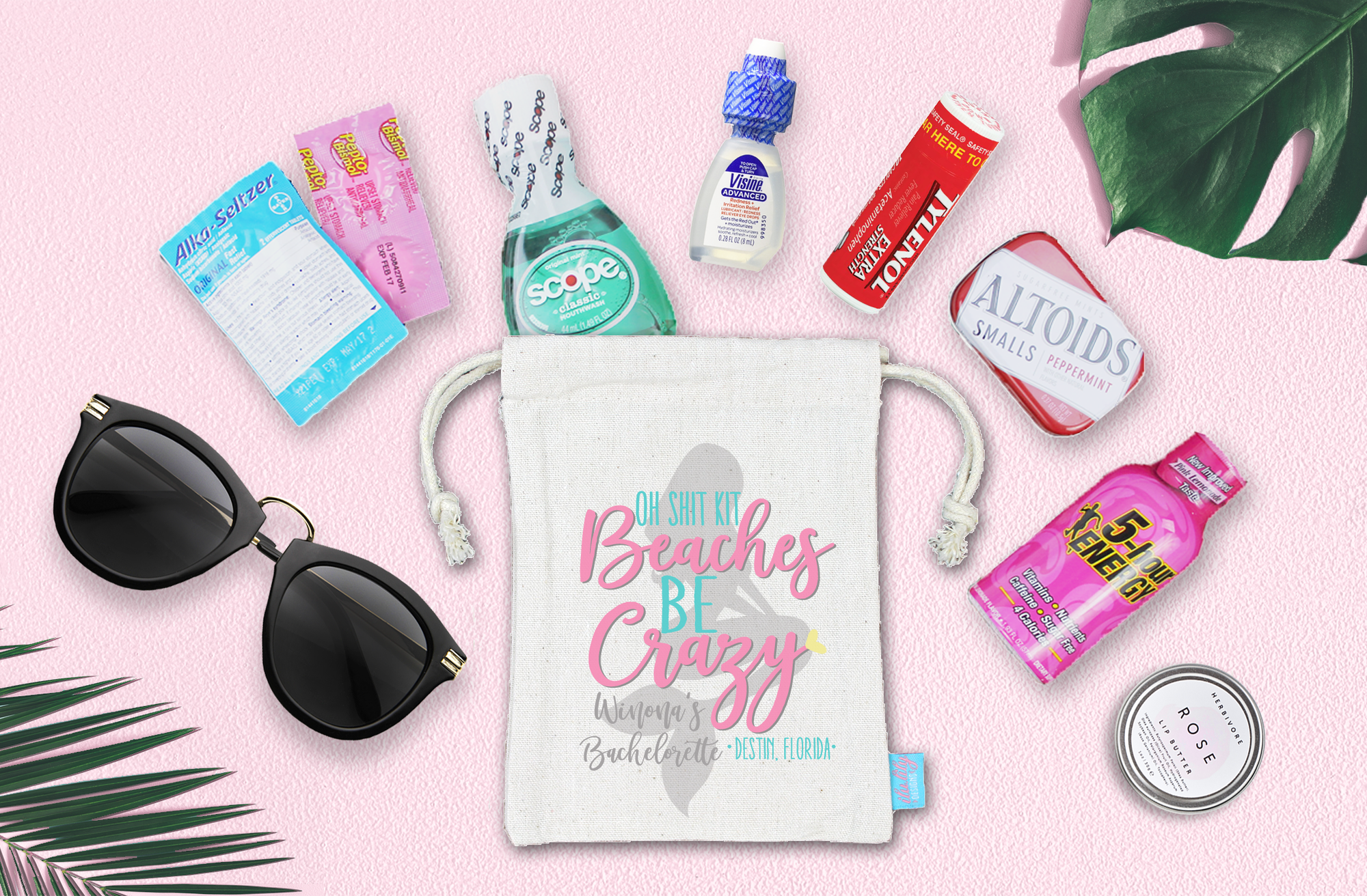 Bachelorette Party Hangover Kit | Mermaid Bachelorette Favor Bag | Beaches Be Crazy