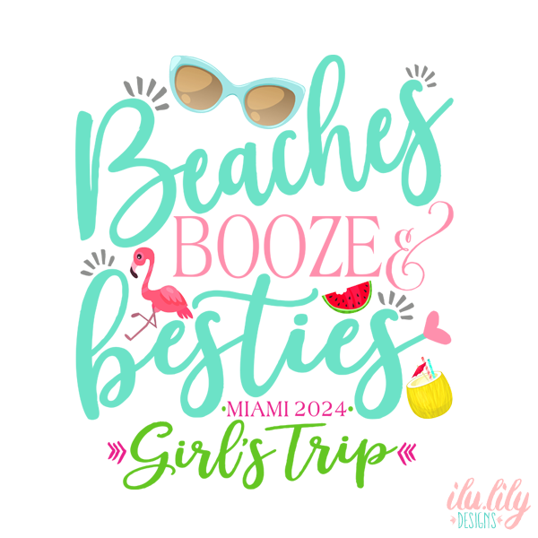 Bachelorette Party Beach Tote Bag | Beaches Booze Besties Girls Trip