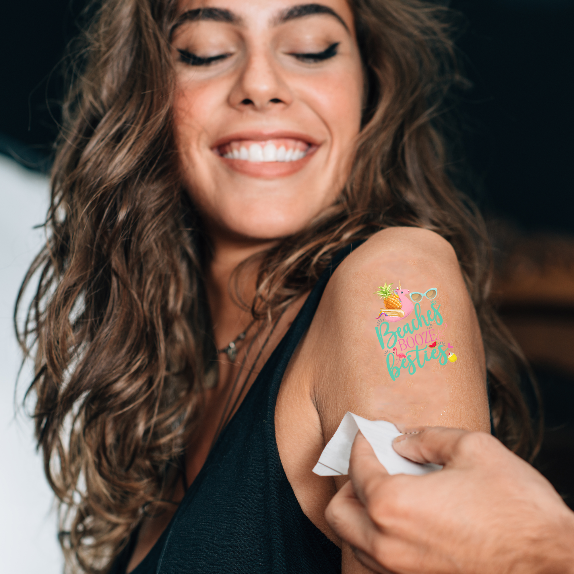 Custom Temporary Tattoo Bachelorette Party Favors | Beaches Booze & Besties