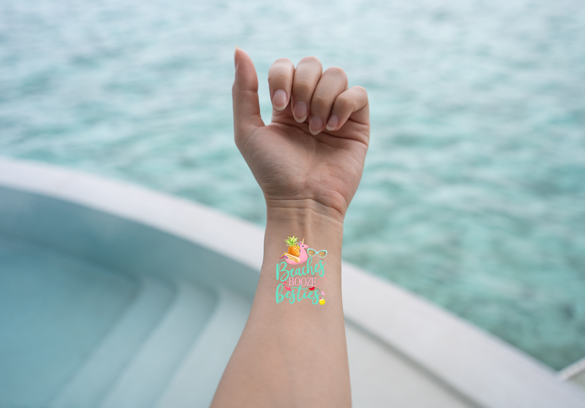 Custom Temporary Tattoo Bachelorette Party Favors | Beaches Booze & Besties