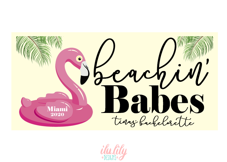 Bachelorette Party Beach Towel | Personalized Beach Towel | Flamingo Beachin' Babes