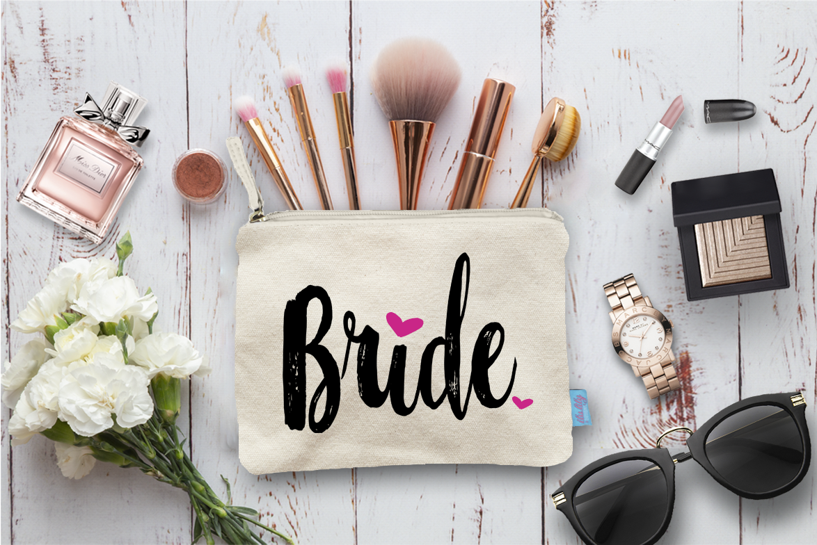 Bridal Party Makeup Bag | Gift for Bride to Be | Bride Hearts