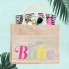 Bachelorette Party Burlap Jute Tote Bag Favor | Colorful Bride&#39;s Babe