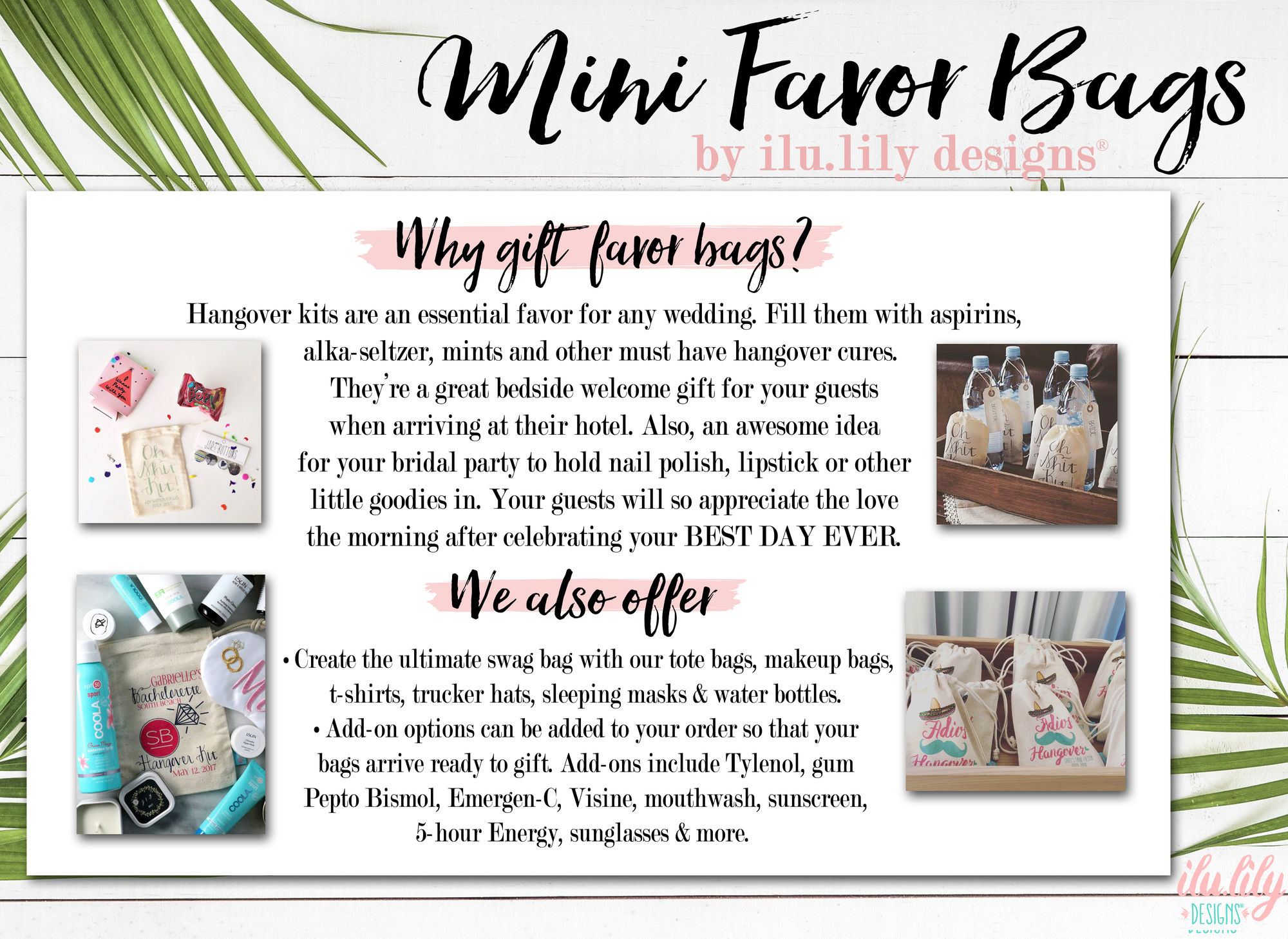 Destination Wedding Favor Bag | Oh Shit Kit Palm Trees